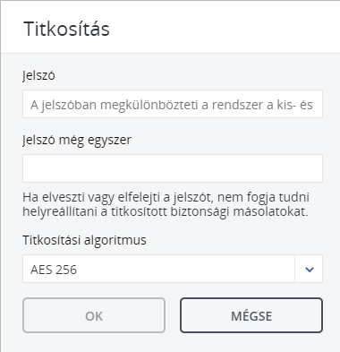 Acronis Cyber Cloud adatmentő program: titkosítás